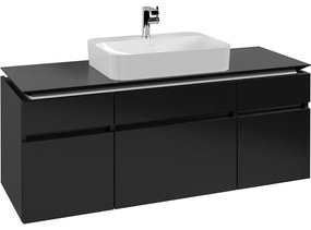 VILLEROY &amp; BOCH Legato závesná skrinka pod umývadlo na dosku (umývadlo v strede), 5 zásuviek, 1400 x 500 x 550 mm, Black Matt Lacquer, B76000PD