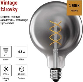 LED žiarovka DECO dymová G125 teplá biela