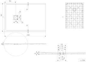 Erga Hyper, SMC sprchová vanička 130x90x2,6 cm + sifón, biela matná, ERG-V06-SMC-9013S-WH