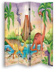 Gario Paraván Farebné dinosaury pri jazere Rozmery: 145 x 170 cm, Prevedenie: Klasický paraván
