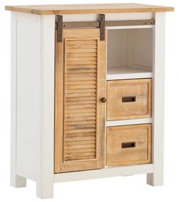 furniture-nabytek.cz - Masívna komoda Capera z borovicového dreva a MDF, lakovaná, biela s hnedými detailmi