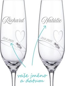 Svadobné poháre na sekt Diamante Romance, 2 ks