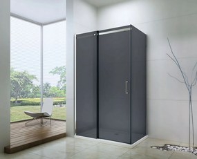Mexen Omega, sprchovací kút s posuvnými dverami 140 (dvere) x 70 (stena) cm, 8mm sklo, chrómový profil-šedé sklo, 825-140-070-01-40