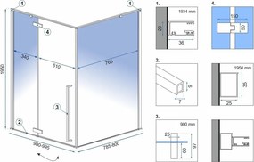 Rea Fargo, sprchový kút 100x80 cm + biela sprchová vanička Savoy, čierna matná, KPL-K4906