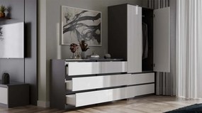Komoda Malwa M6 140 cm antracit/bílá