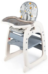 EcoToys Detská jedálenská stolička 2v1 Myška, šedá, C-211 gray