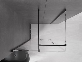 Mexen Velar, sprchový kút s posuvnými dverami 110(dvere) x 90(stena) cm, 8mm číre sklo, čierna matná, 871-110-090-01-70