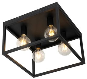 Priemyselné stropné svietidlo čierne 40 cm 4-svetlo - Cage