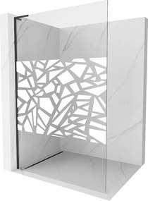 Mexen Kioto L, sprchová zástena Walk-In 70 x 200 cm, 8mm číre sklo biely vzor, čierny profil, 800-070-103-70-85