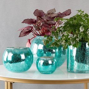Dekoratívna sklenená nádoba VERRE 12 x 12 cm tyrkysová