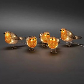 LED svetelná dekorácia vtáčiky červené, napájanie: sieťové, teplá biela, výška: 11 cm
