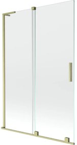 Mexen Velar L, 2-krídlová posuvná vaňová zástena 120 x 150 cm, 8mm číre sklo, zlatý matný profil, 896-120-003-01-55