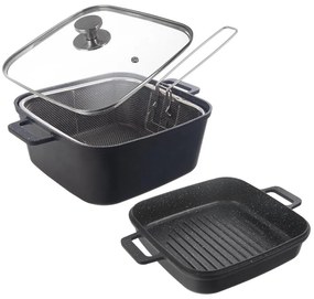 Pekáč GRANDE s vekom 32,5x24,5x16,5 cm obojstranný+frit. košík