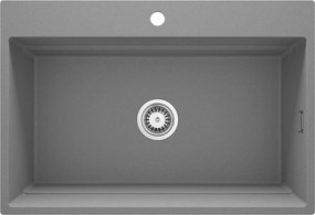 Deante Magnetic, 1-komorový granitový drez 760x520x220mm, šedá metalíza, DEA-ZRM_S10B