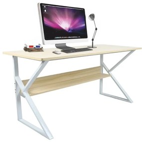 Kondela Písací stôl s policou, dub prírodný/biela, TARCAL 140