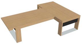 Stôl Verno+ S 200 x 300 cm s rokovacím prvkom, dub svetlý / čierna