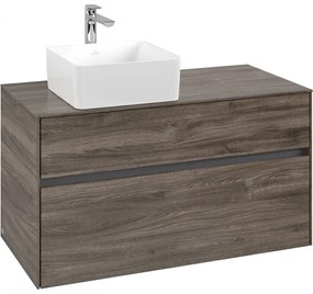 VILLEROY &amp; BOCH Collaro závesná skrinka pod umývadlo na dosku (umývadlo vľavo), 2 zásuvky, 1000 x 500 x 548 mm, Stone Oak, C03900RK