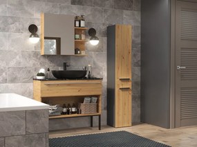 Kúpeľňová skrinka s košom na prádlo NEL IV antracit/dub artisan