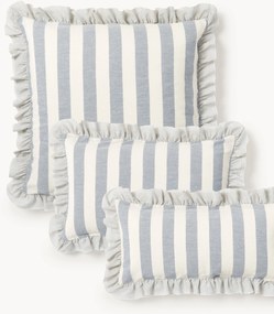 Obliečka na vankúš z ľanu a bavlny's volánmi Posie