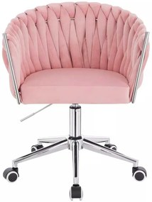 LuxuryForm DESIGN Stolička NORDEN VELUR na striebornej podstave s kolieskami - ružová