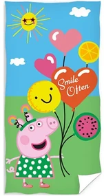 Bavlněná plážová osuška Prasiatko Peppa s balónikmi - 100% bavlna, froté s gramážou 300 gr./m² - 70 x 140 cm