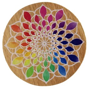 AMADEA Drevená krabička guľatá mandala, masívne drevo, 8 cm, český výrobok