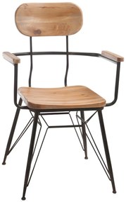Kovová stolička s drevom BISTRO - 58 * 58 * 90cm