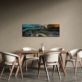 Obraz - Nočná scéna (s hodinami) (90x30 cm)