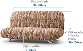Bielastické poťahy OCEANO NOVÉ tehlové dvojkreslo s drevenými rúčkami (š. 80 -140 cm)