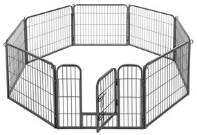 8 panelová ohrádka pre psov a domáce zvieratá, šedá