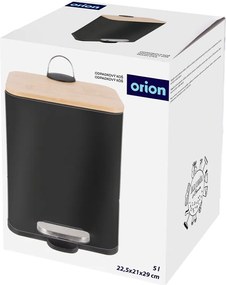 Čierny pedálový odpadkový kôš z nehrdzavejúcej ocele 5 l Black – Orion
