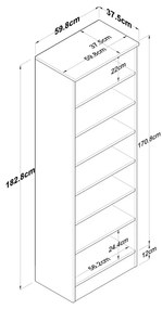 Biela/prírodná šatníková skriňa v dekore orecha 60x183 cm Theresa - Kalune Design