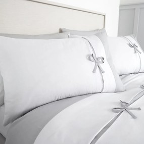 Bielo-sivé obliečky Catherine Lansfield Milo Bow, 135 x 200 cm
