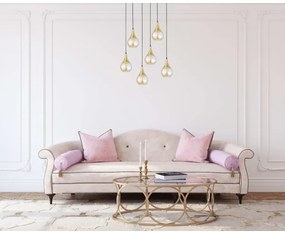 Luster na lanku LACRIMA HONEY 6xE27/60W/230V čierna/zlatá/dymová béžová