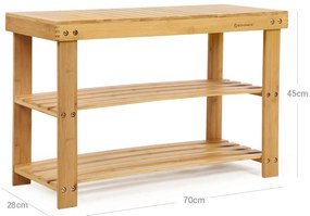SongmicsHome Bambusová lavica s priestorom na topánky SANDY, 70x28x45cm, prírodné drevo