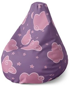 Sablio Sedací vak Pear Ružové obláčiky - 70 x 95 x 15 cm
