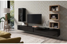 Obývacia stena Calabria C36 BLACK (čierna + dub artisan) (bez osvetlenia). Akcia -20%. Vlastná spoľahlivá doprava až k Vám domov. 1051583