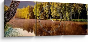Obraz - Za riekou (s hodinami) (90x30 cm)