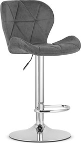 Sada 2 barových stoličiek WEST  zamatová sivá / chrómová podnož