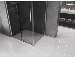 Mexen Velar, sprchový kút s posuvnými dverami 150 x 100 cm, 8mm šedé sklo, brúsená oceľ, 871-150-100-41-97