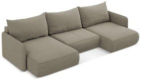 Béžová rozkladacia/s úložným priestorom rohová pohovka Nanea – Makamii