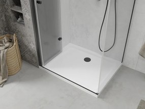 Mexen Lima, sprchovací kút so skladacími dverami 80 (dvere) x 110 (stena) cm, 6mm číre sklo, čierny profil + slim sprchová vanička biela s čiernym sifónom, 856-080-110-70-00-4010B
