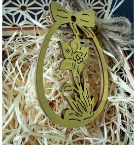 Drevená ozdoba na veľkú noc kvetinovým motívom a mašľou I SENTOP FB-PR0035