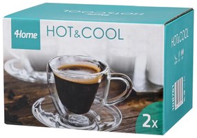 4Home Termo pohár šálka s podšálkou Heart Hot&Cool, 150 ml, 2 ks