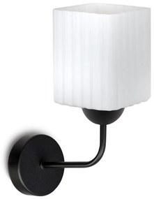 Nástenné svietidlo Riffle Square, 1x biele sklenené tienidlo, b