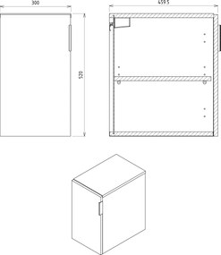 Sapho Sapho, CIRASA STRIP skrinka spodná dvierková 30x52x46cm, pravá/ľavá, dub alabama, CR302-2322