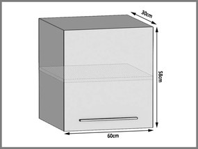 Kuchynská skrinka Belini horná 60 cm šedý mat  TOR SG60/1/WT/SR/0/B1