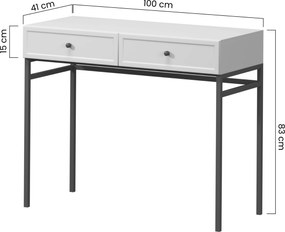 Konzola / toaletný stolík Lorini 100 cm - kašmírová / čierne úchytky T