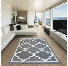 Koberec SKETCH - F730 sivo / biely trellis