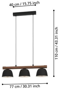 Eglo 43739 - Luster na lanku SHERBURN 3xE27/40W/230V